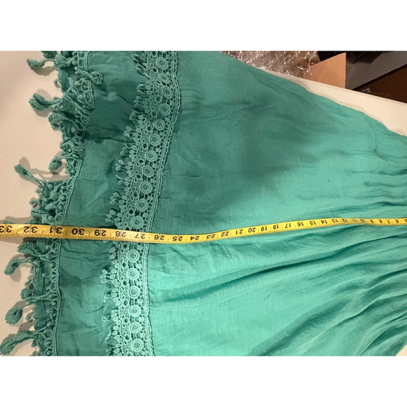 Women's Krazy Kat Teal Midi Skirt with Tassels XL - Picture 7 of 9